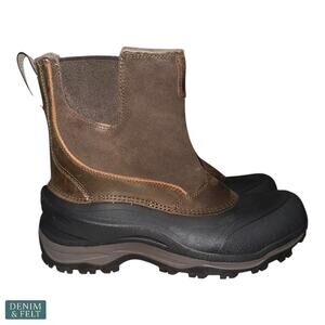 Eddie Bauer Snowfoil Pull-On Winter Boots Men’s Size 11 Timber Brown Waterproof